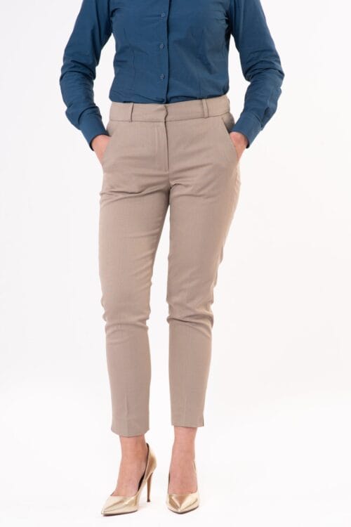 Eleganckie spodnie slim — Beżowy