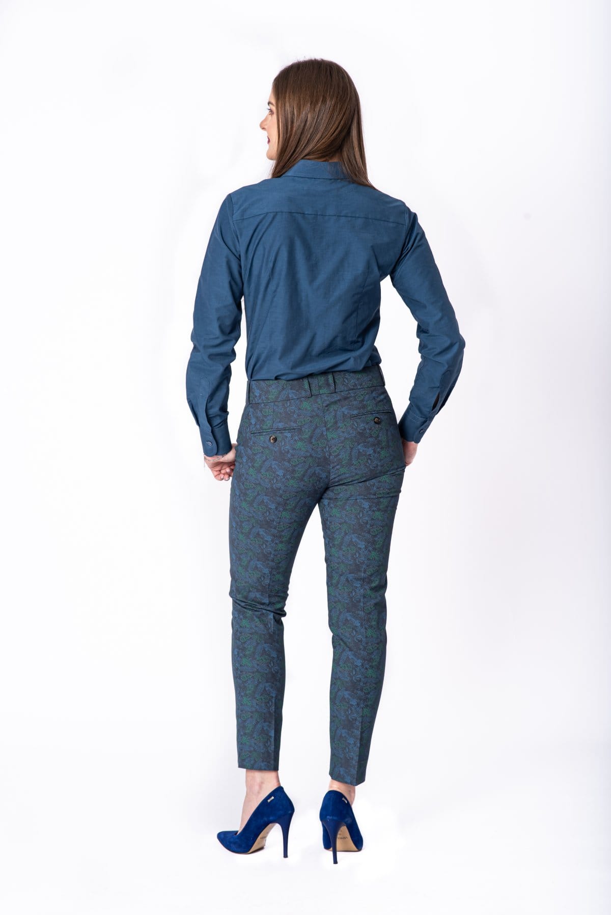 Eleganckie spodnie slim — Morski w liście, zdjęcie 3