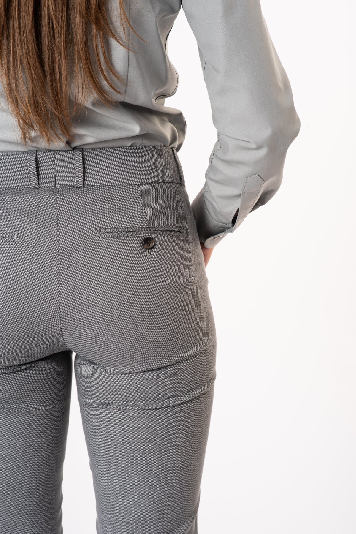 Eleganckie spodnie slim — Szary w liście, zdjęcie 5