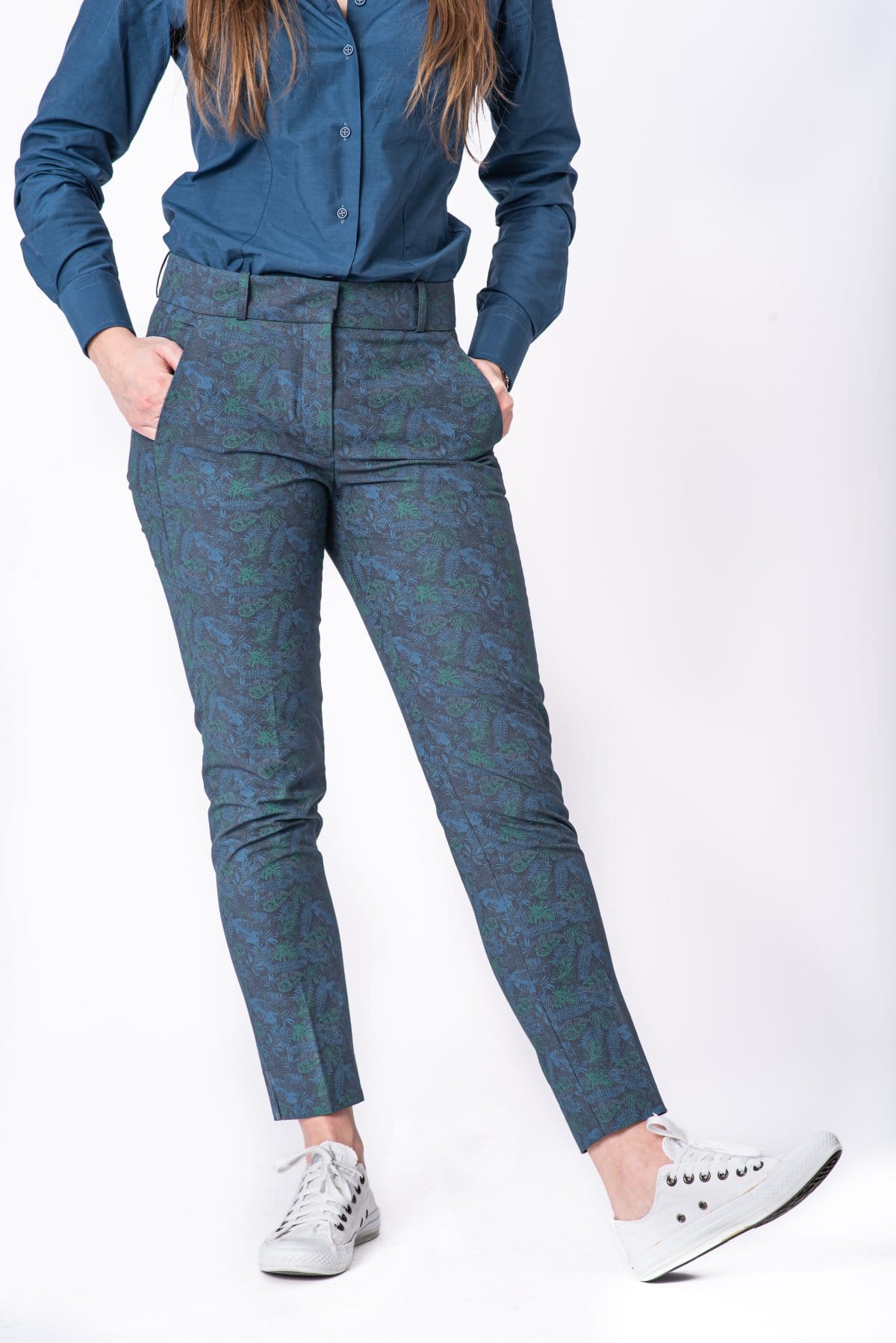 Eleganckie spodnie slim — Morski w liście, zdjęcie 7