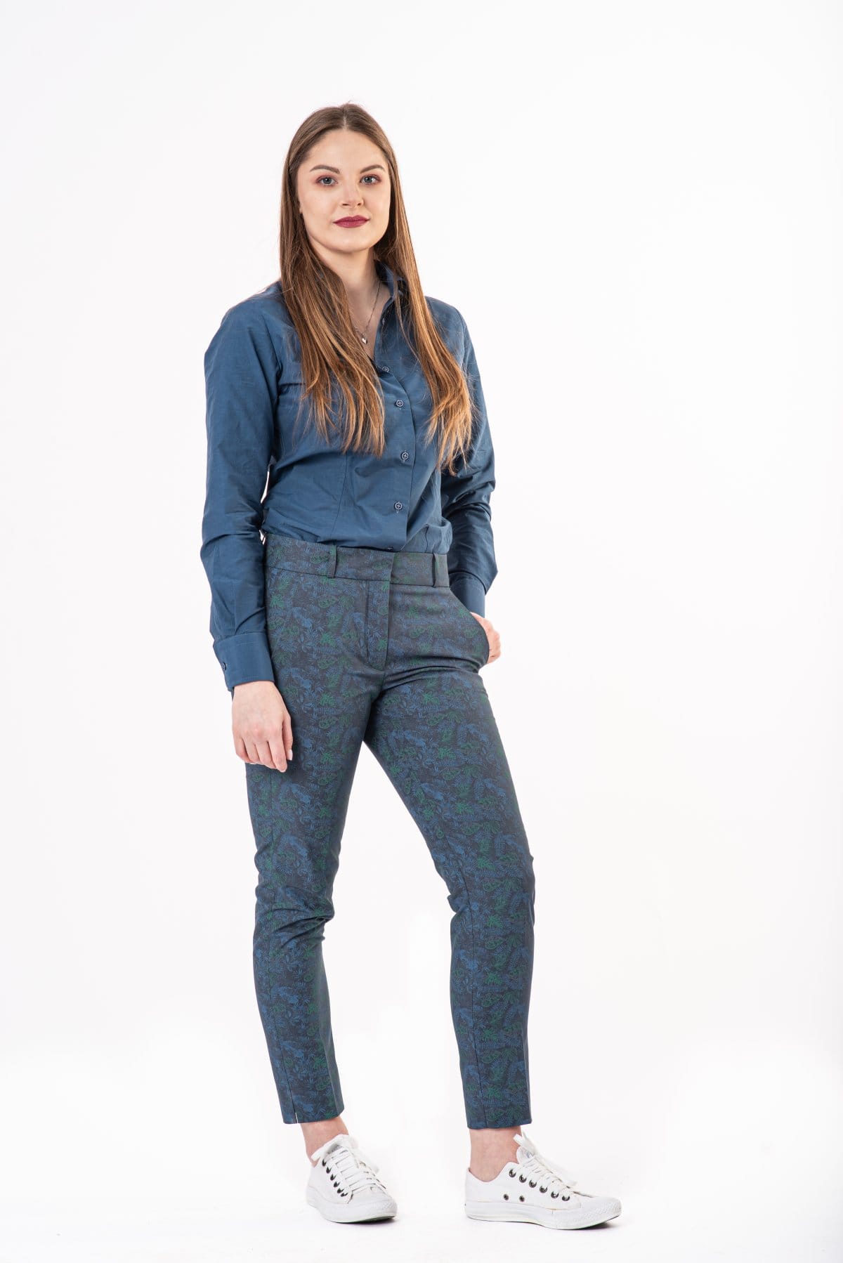 Eleganckie spodnie slim — Morski w liście, zdjęcie 8