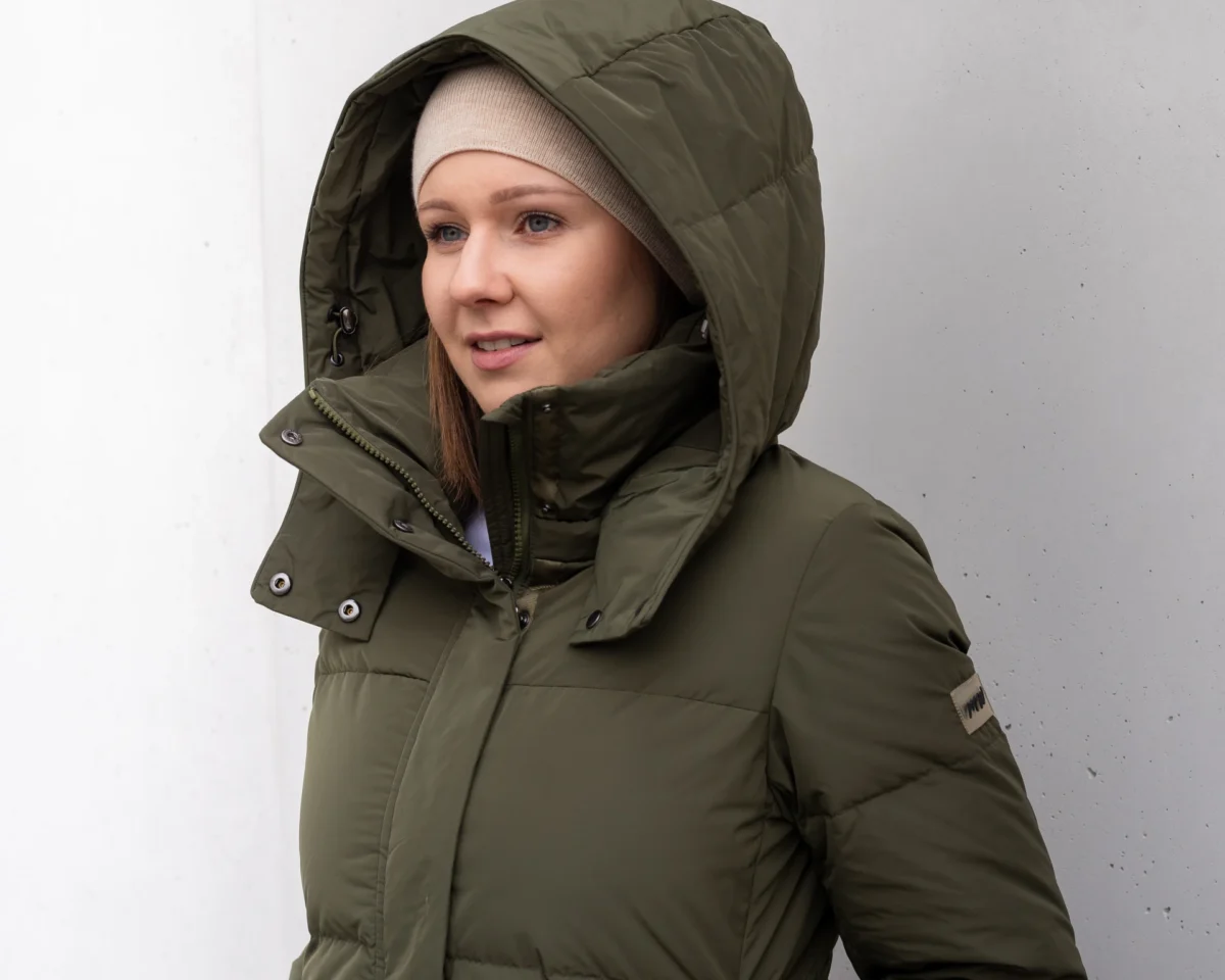 Krótka kurtka puchowa z odpinanym kapturem — Khaki, zdjęcie 5