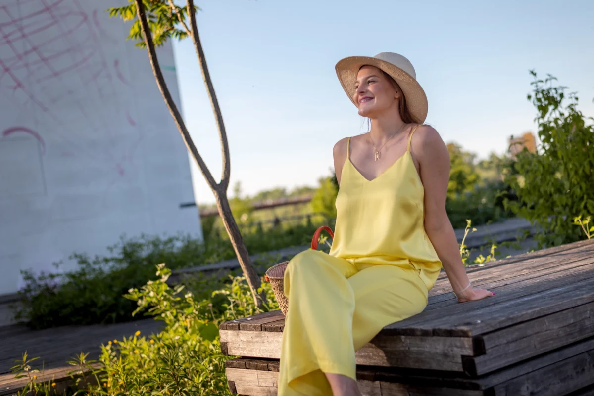 Wiskozowa koszulka na ramiączkach Elisa — Żółty, zdjęcie 4