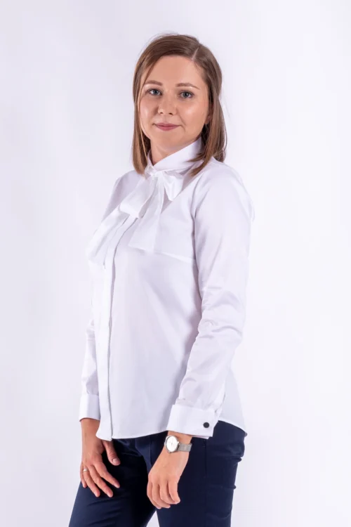 Koszula na spinki z kokardą Hilda — Biały