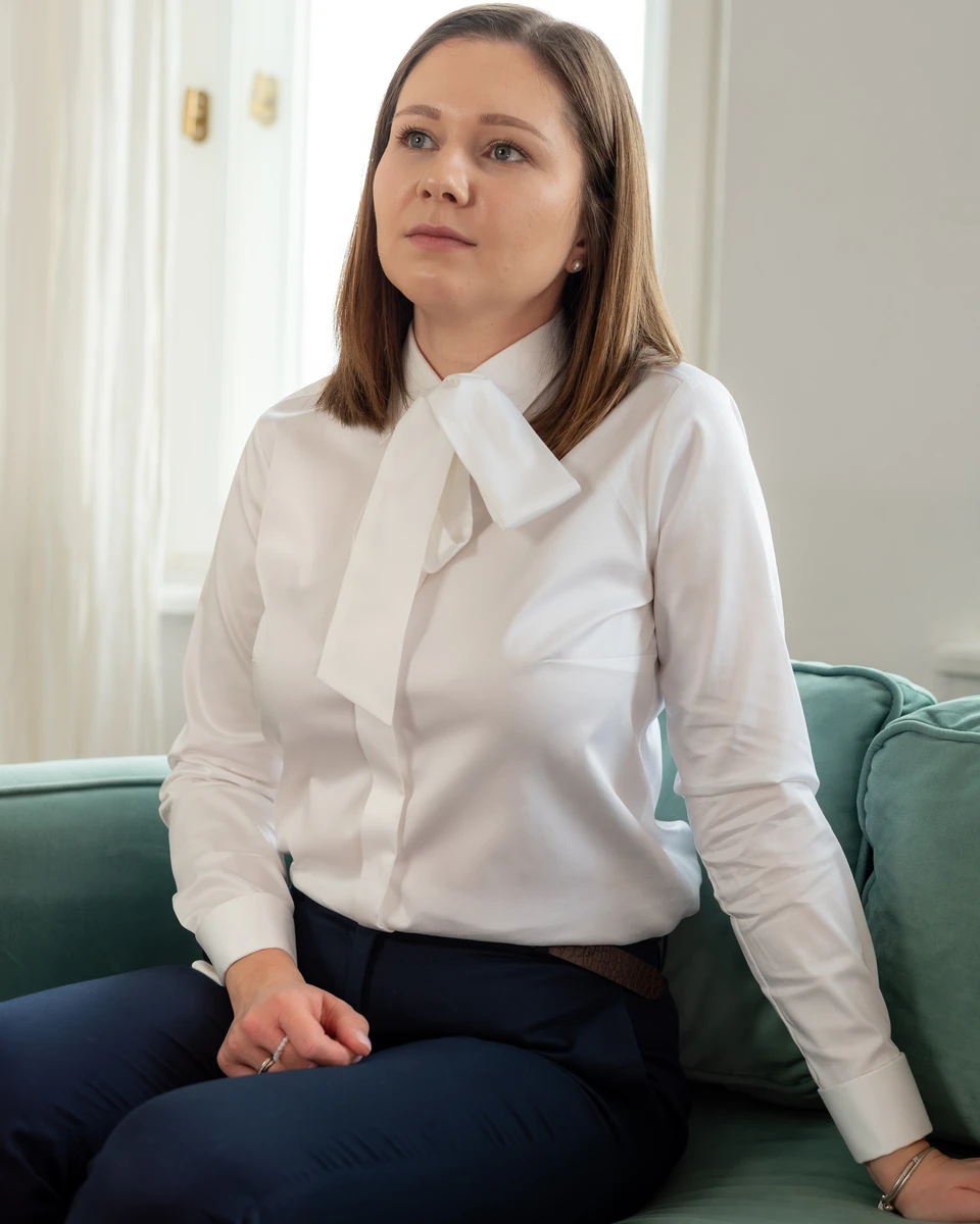 Koszula na spinki z kokardą Hilda — Biały, zdjęcie 2